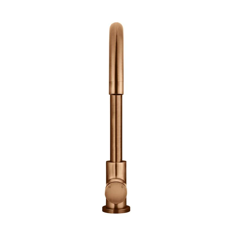 Meir Round Gooseneck Kitchen Sink Mixer Tap with Pinless Handle - Lustre Bronze - Image 3