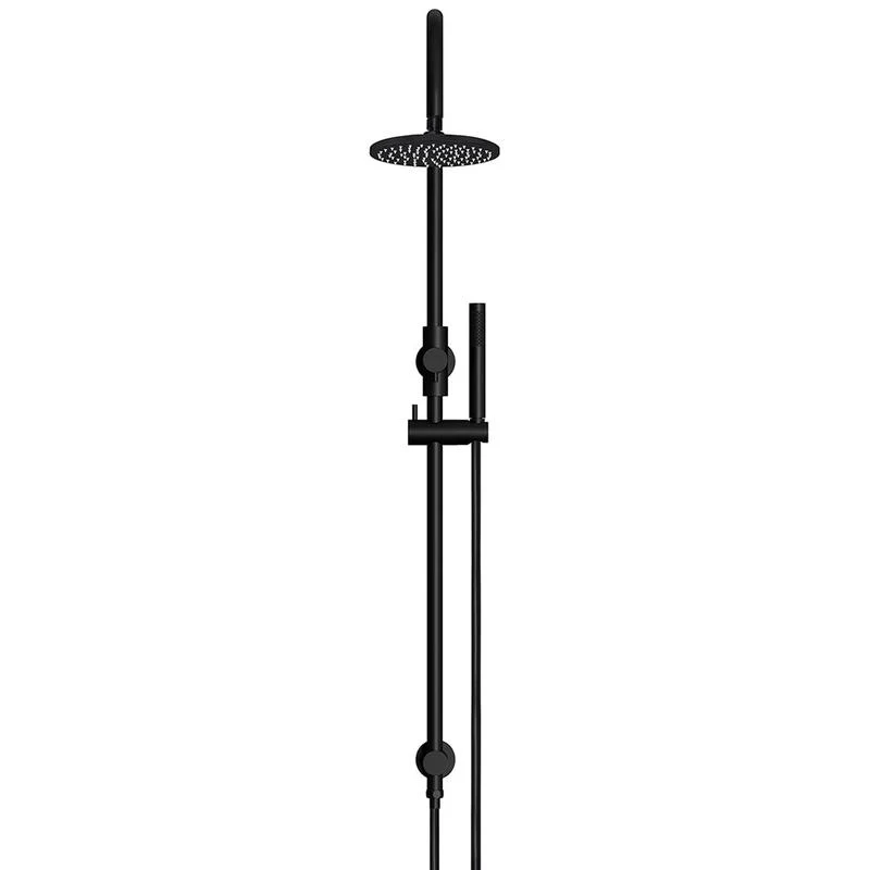 Meir Round Gooseneck Shower Set with 200mm Rose Single-Function Hand Shower - Black Matte - Image 2