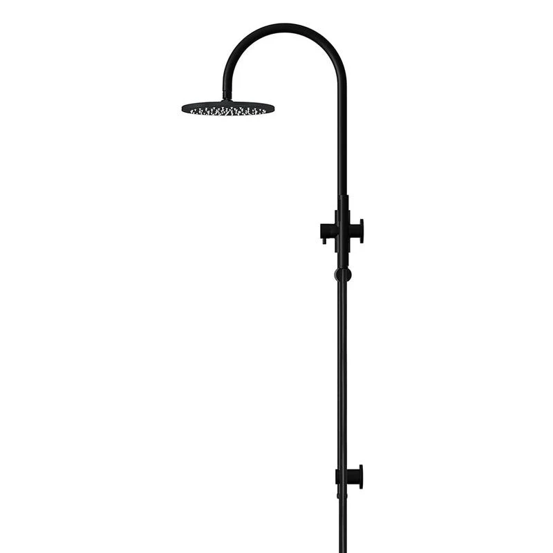 Meir Round Gooseneck Shower Set with 200mm Rose Single-Function Hand Shower - Black Matte - Image 3