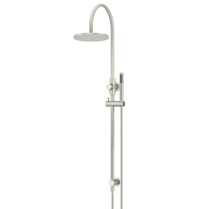 Meir Round Gooseneck Shower Set with 200mm Rose Single-Function Hand Shower - PVD Brushed Nickel