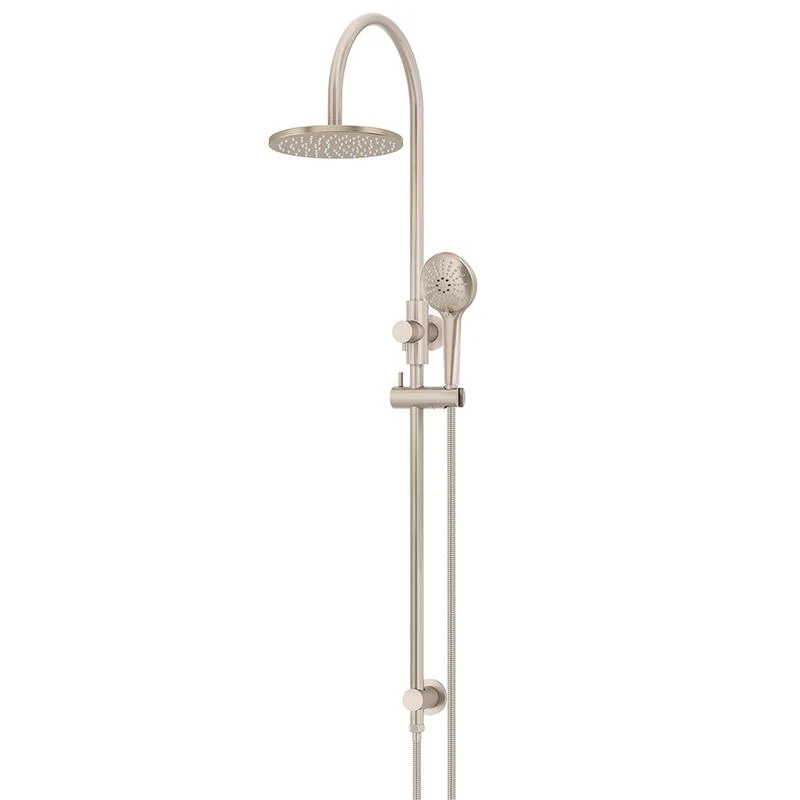 Meir Round Gooseneck Shower Set with 200mm Rose Three-Function Hand Shower - Champagne