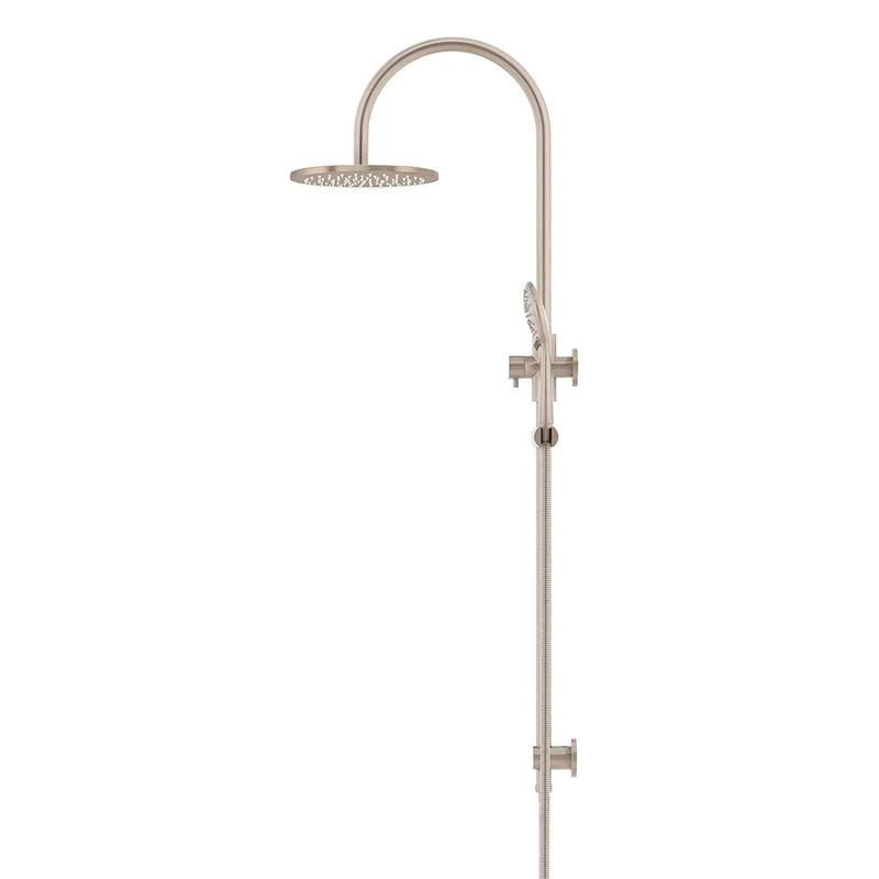 Meir Round Gooseneck Shower Set with 200mm Rose Three-Function Hand Shower - Champagne - Image 3