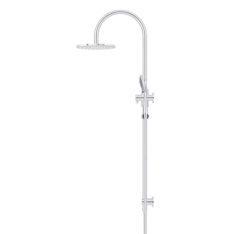 Meir Round Gooseneck Shower Set with 200mm Rose Three-Function Hand Shower - Polished Chrome - Image 3