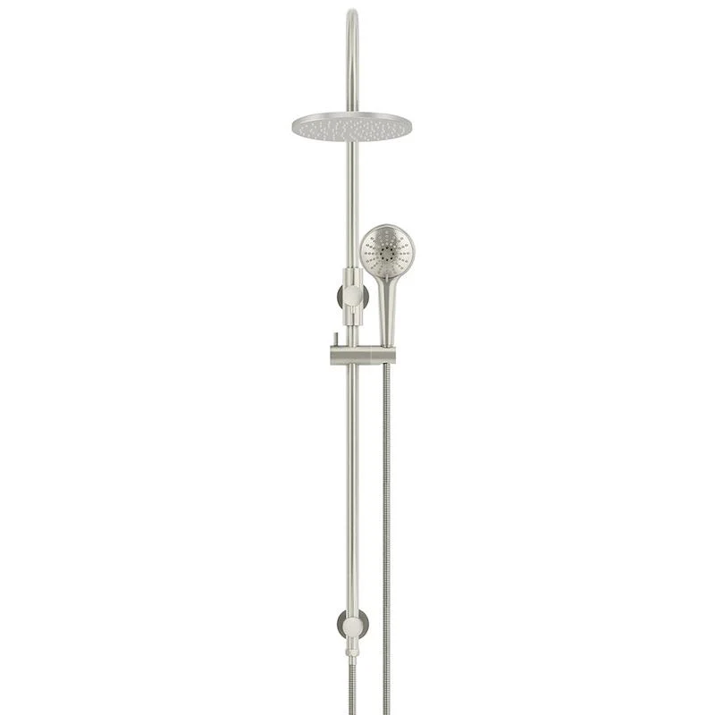 Meir Round Gooseneck Shower Set with 200mm Rose Three-Function Hand Shower - PVD Brushed Nickel - Image 2