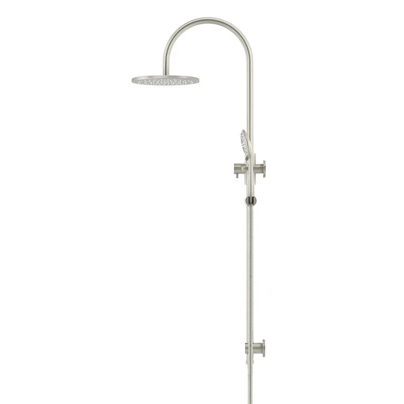 Meir Round Gooseneck Shower Set with 200mm Rose Three-Function Hand Shower - PVD Brushed Nickel - Image 3