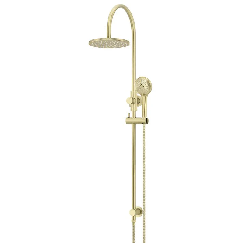 Meir Round Gooseneck Shower Set with 200mm Rose Three-Function Hand Shower - PVD Tiger Bronze