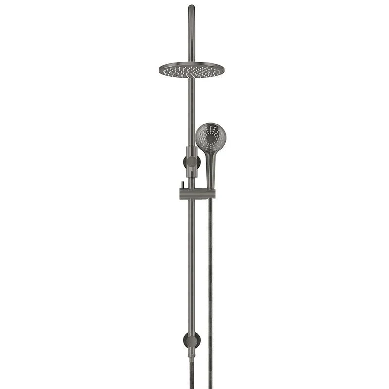 Meir Round Gooseneck Shower Set with 200mm Rose Three-Function Hand Shower - Shadow Gun Metal - Image 2