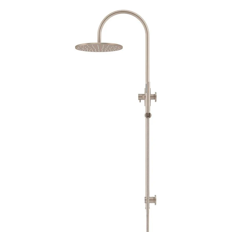 Meir Round Gooseneck Shower Set with 300mm Rose Single-Function Hand Shower - Champagne - Image 3