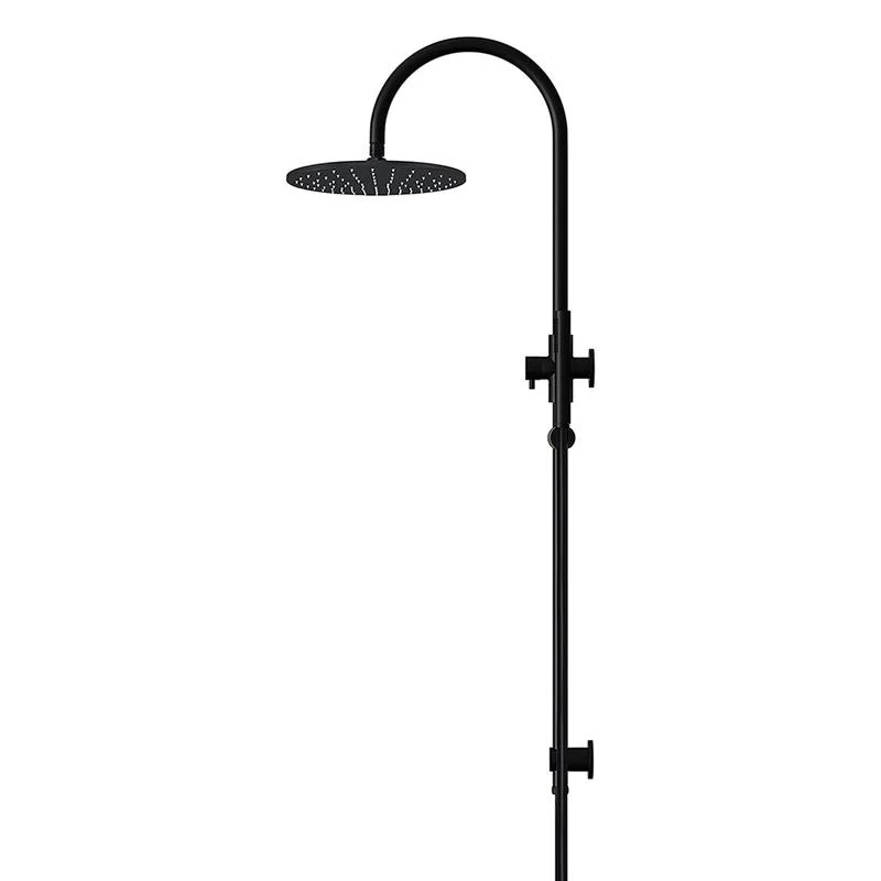 Meir Round Gooseneck Shower Set with 300mm Rose Single-Function Hand Shower - Black Matte - Image 3