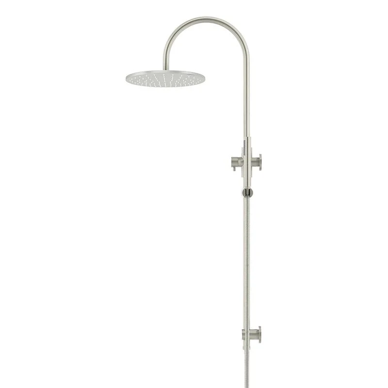 Meir Round Gooseneck Shower Set with 300mm Rose Single-Function Hand Shower - PVD Brushed Nickel - Image 3
