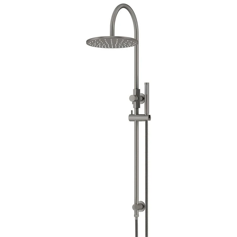 Meir Round Gooseneck Shower Set with 300mm Rose Single-Function Hand Shower - Shadow Gun Metal
