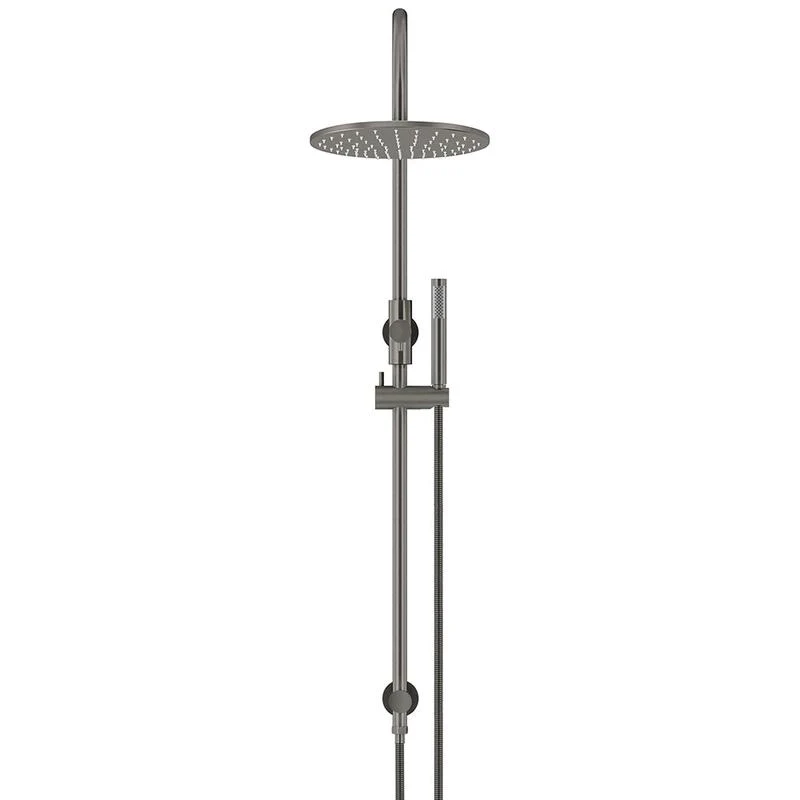 Meir Round Gooseneck Shower Set with 300mm Rose Single-Function Hand Shower - Shadow Gun Metal - Image 2