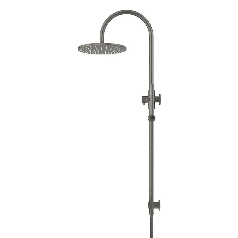 Meir Round Gooseneck Shower Set with 300mm Rose Single-Function Hand Shower - Shadow Gun Metal - Image 3