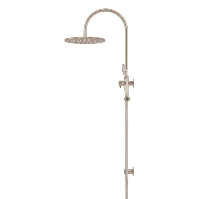 Meir Round Gooseneck Shower Set with 300mm Rose Three-Function Hand Shower - Champagne - Image 3