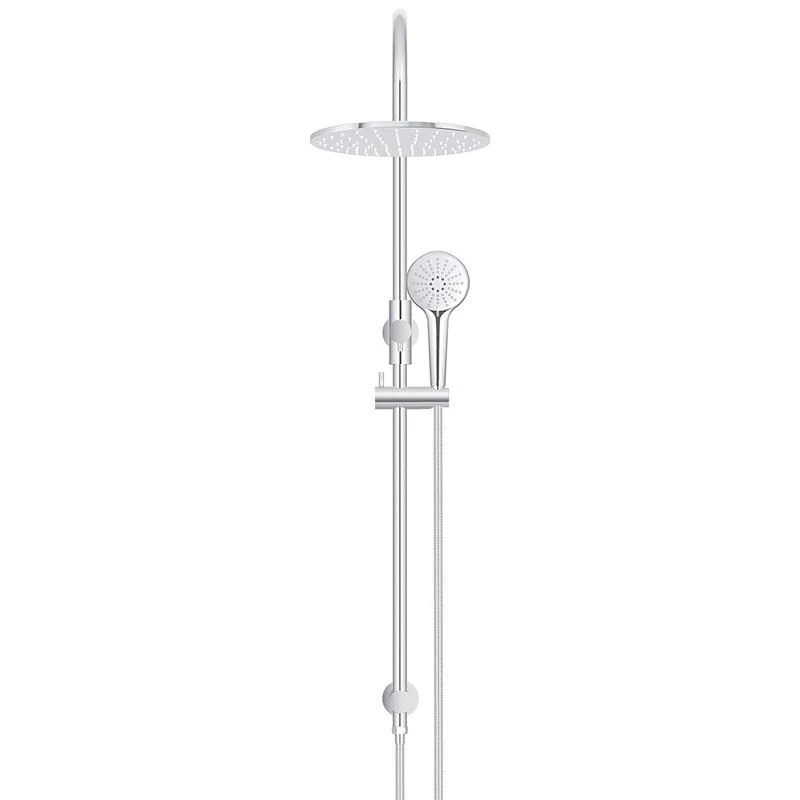 Meir Round Gooseneck Shower Set with 300mm Rose Three-Function Hand Shower - Polished Chrome - Image 2