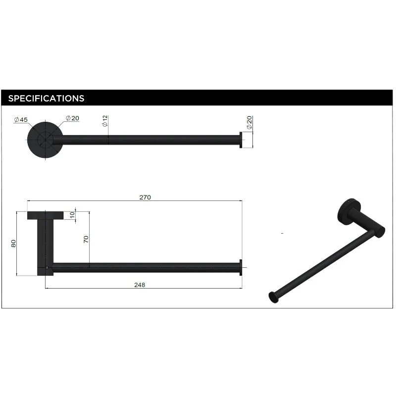 Meir Round Guest Towel Rail - Champagne - Image 6