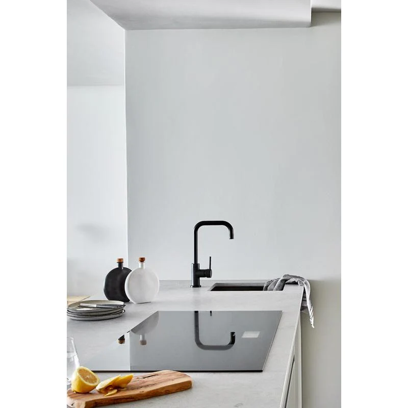 Meir Round Kitchen Sink Mixer Tap - Black Matte - Image 4