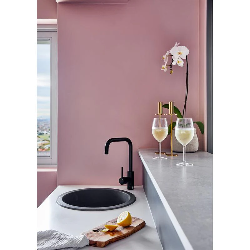 Meir Round Kitchen Sink Mixer Tap - Black Matte - Image 5