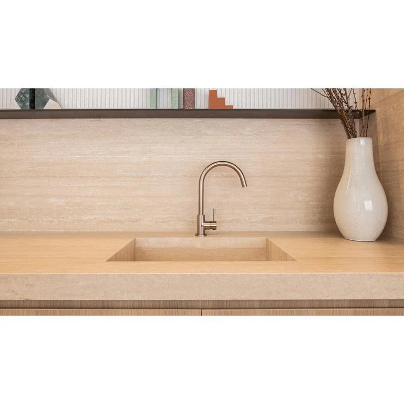Meir Round Gooseneck Kitchen Sink Mixer Tap - Champagne - Image 4