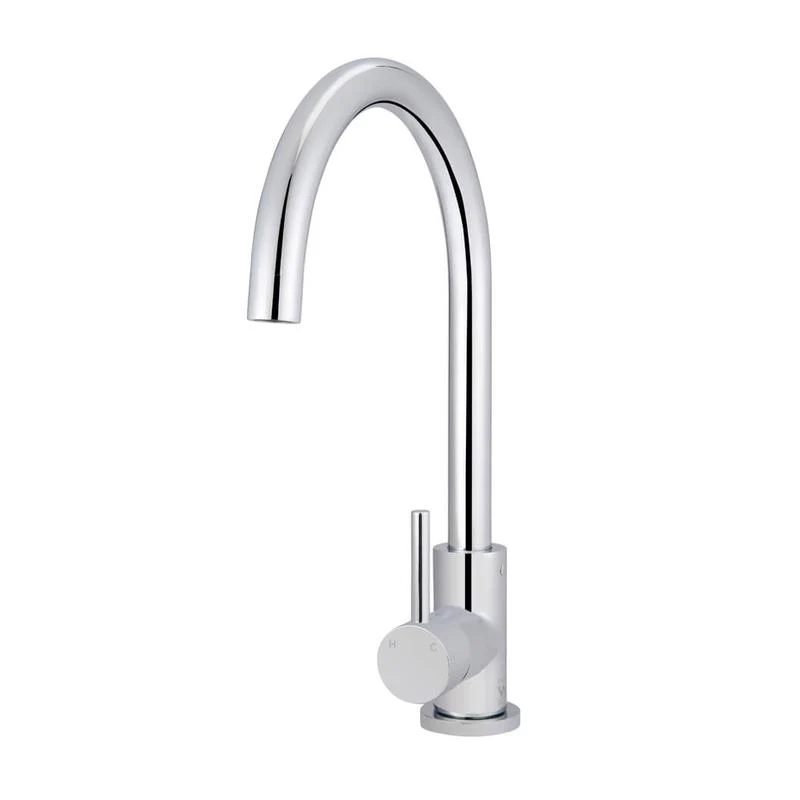 Meir Round Gooseneck Kitchen Sink Mixer Tap - Polished Chrome