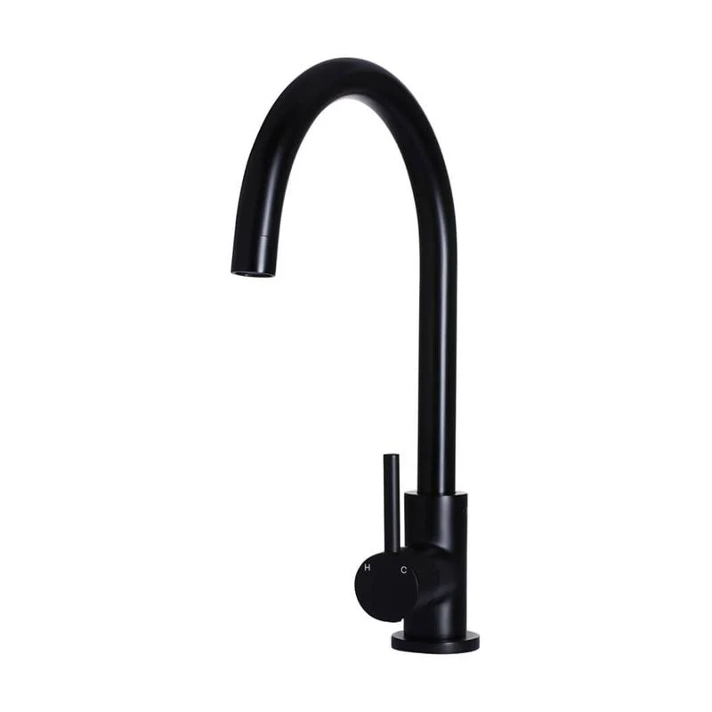 Meir Round Gooseneck Kitchen Sink Mixer Tap - Black Matte