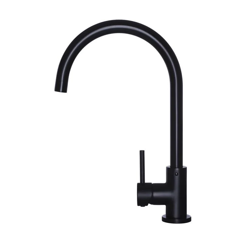 Meir Round Gooseneck Kitchen Sink Mixer Tap - Black Matte - Image 2