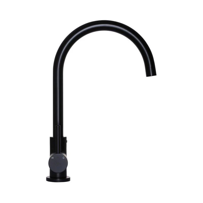 Meir Round Gooseneck Kitchen Sink Mixer Tap - Black Matte - Image 3