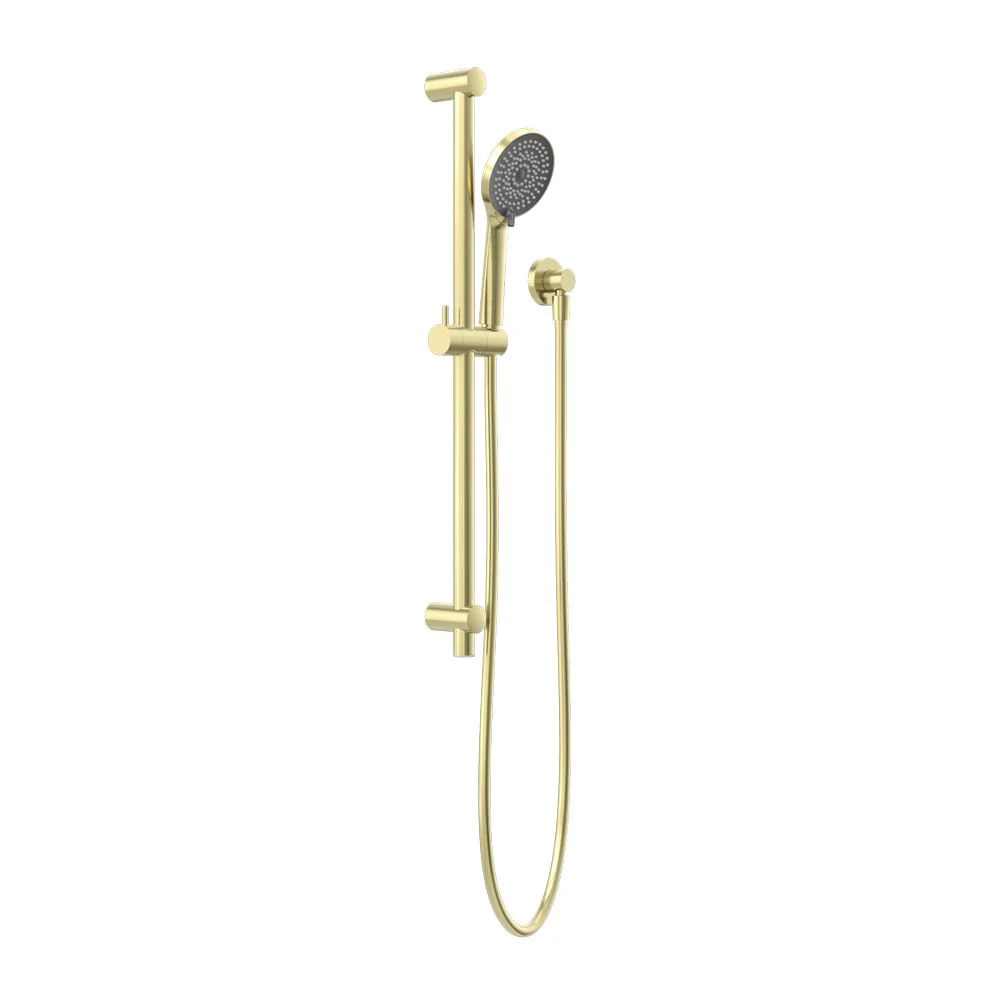Nero Round Metal Project Rail Shower - Brushed Gold