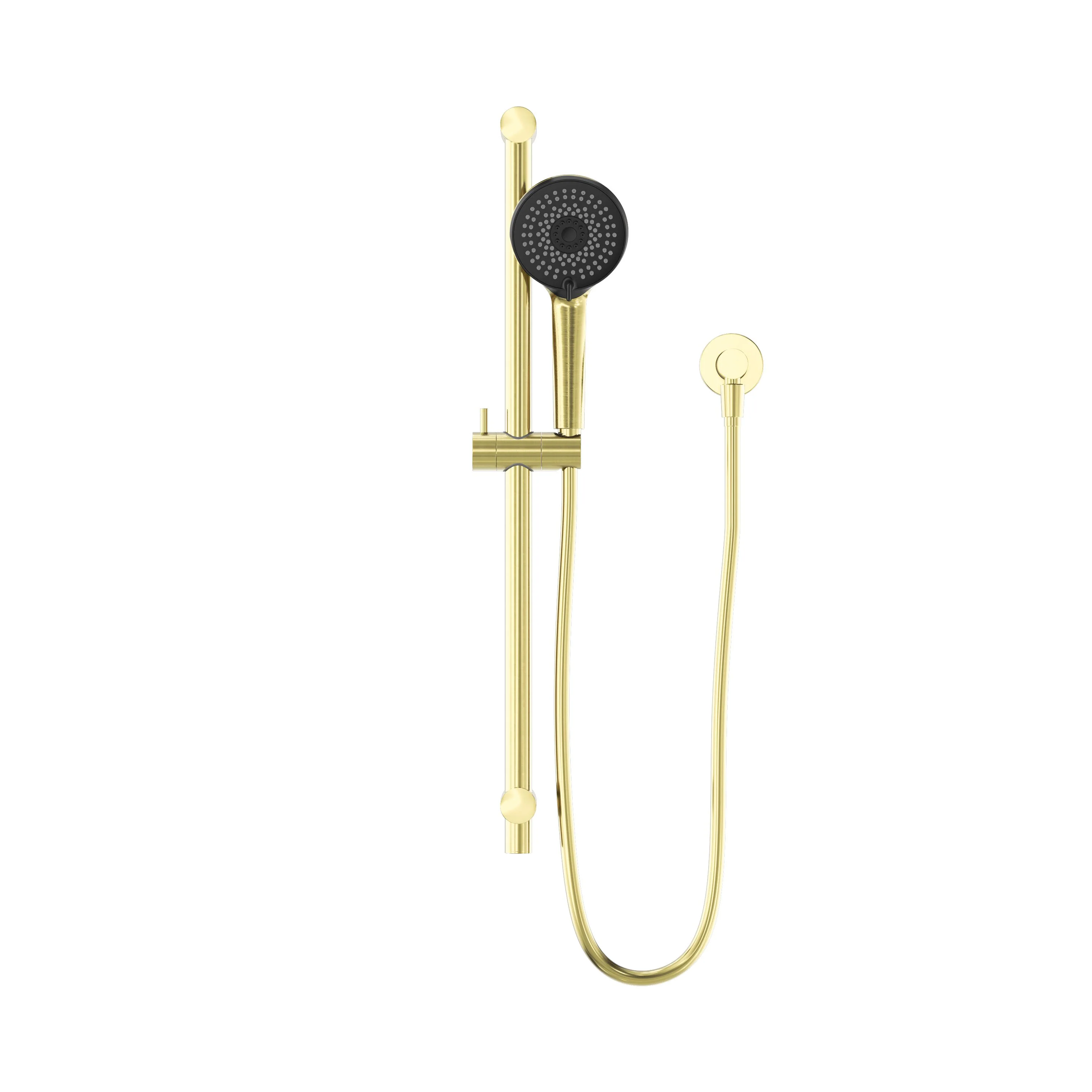 Nero Round Metal Project Rail Shower - Brushed Gold - Image 2