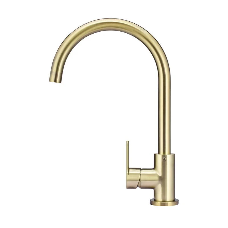 Meir Round Gooseneck Kitchen Sink Mixer Tap with Paddle Handle - PVD Tiger Bronze - Image 2