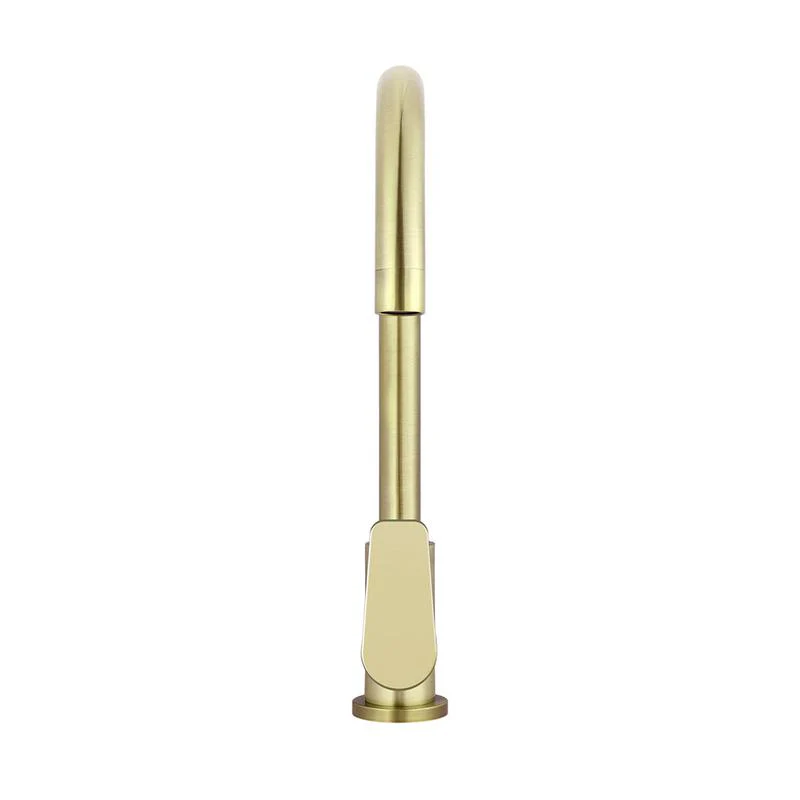 Meir Round Gooseneck Kitchen Sink Mixer Tap with Paddle Handle - PVD Tiger Bronze - Image 3