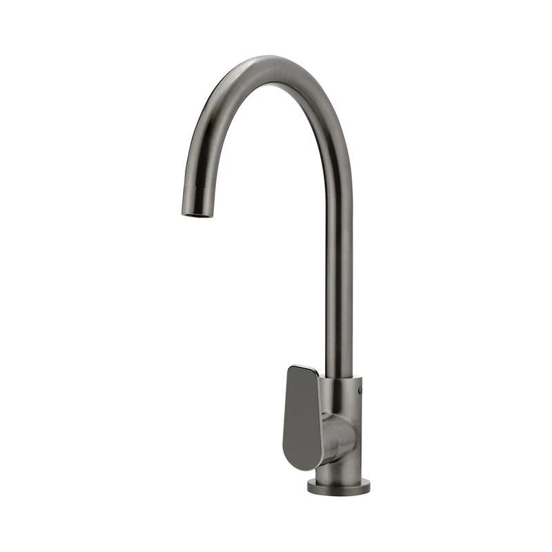 Meir Round Gooseneck Kitchen Sink Mixer Tap with Paddle Handle - Shadow Gun Metal