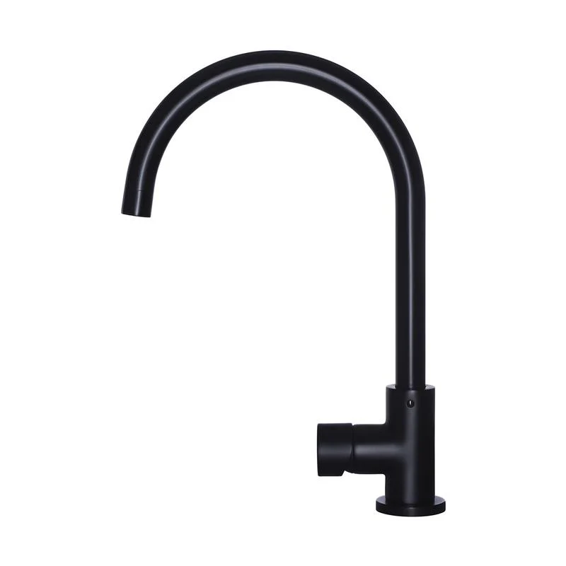 Meir Round Gooseneck Kitchen Sink Mixer Tap with Pinless Handle - Black Matte - Image 2