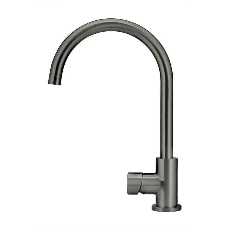 Meir Round Gooseneck Kitchen Sink Mixer Tap with Pinless Handle - Shadow Gun Metal - Image 2