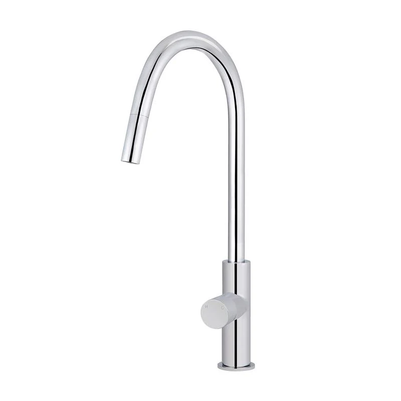 Meir Round Pinless Piccola Pull Out Kitchen Sink Mixer Tap - Polished Chrome