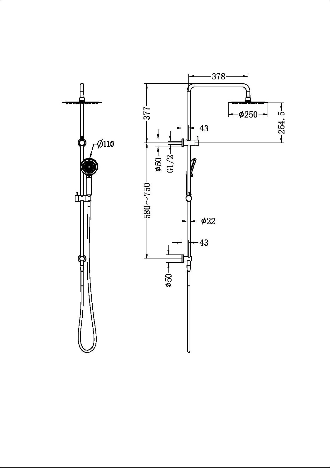 Nero Round Project Twin Shower - Gun Metal - Image 4