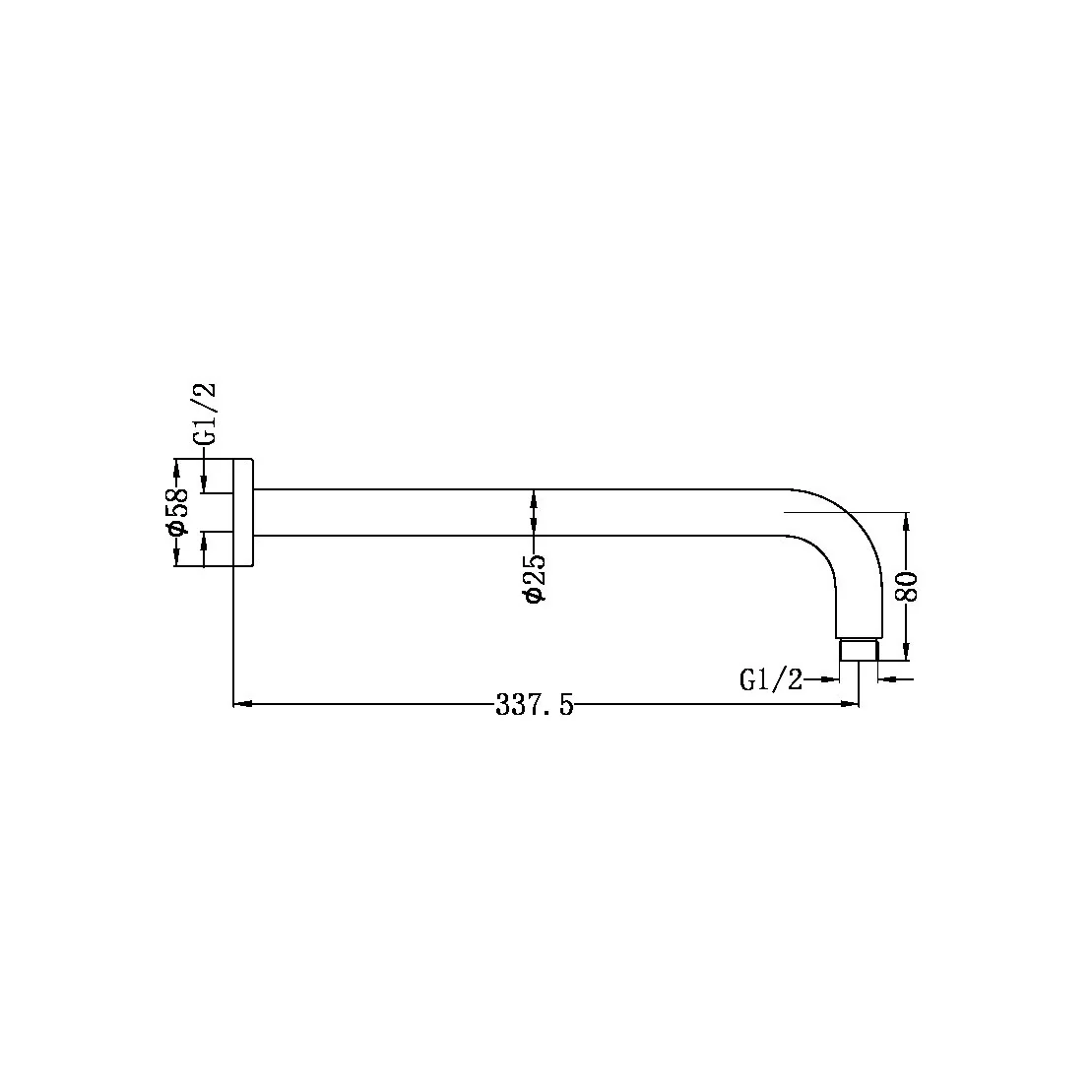 Nero Round Shower Arm Length - Brushed Nickel - Image 2