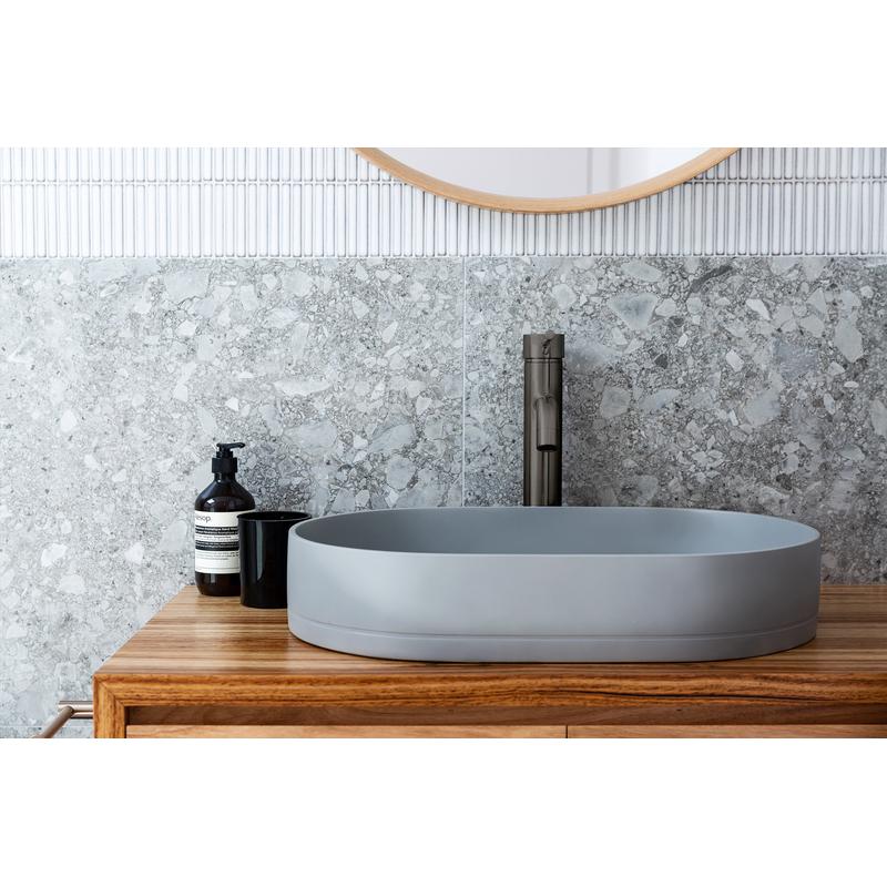 Meir Round Tall Curved Basin Mixer Tap - Shadow Gun Metal - Image 4