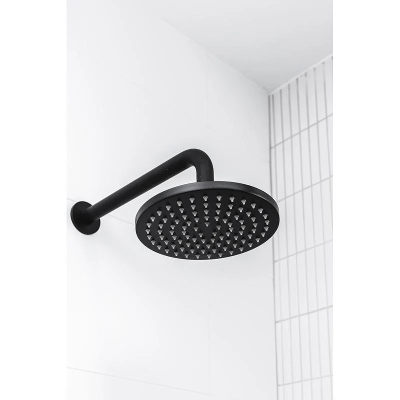 Meir Round Wall Shower Curved Arm 400mm - Black Matte - Image 3