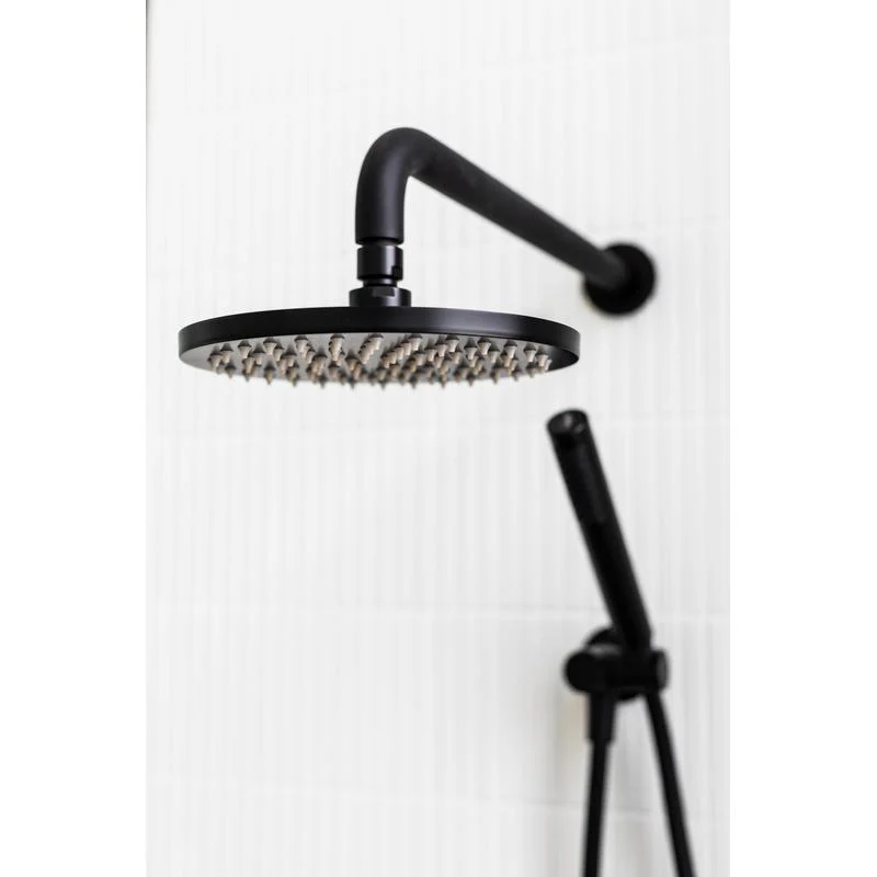 Meir Round Wall Shower Curved Arm 400mm - Black Matte - Image 4