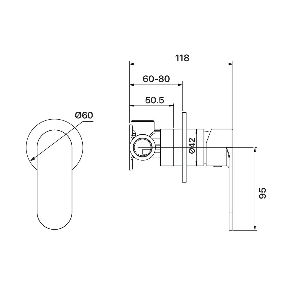Mixx Saffron Shower Mixer Trim Kit (60mm Backplate) - Chrome - Image 2