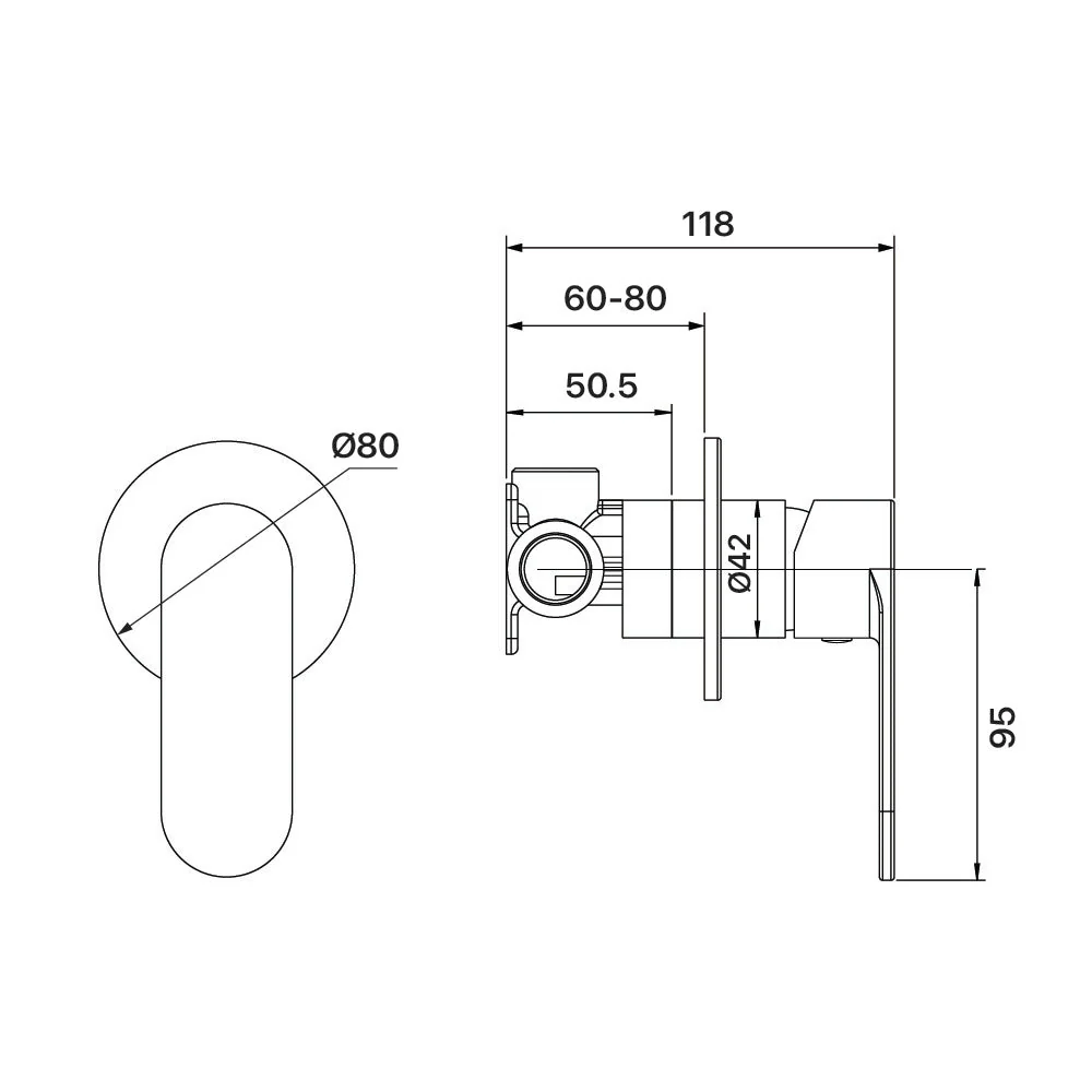 Mixx Saffron Shower Mixer Trim Kit (80mm Backplate) - Brushed Nickel - Image 2