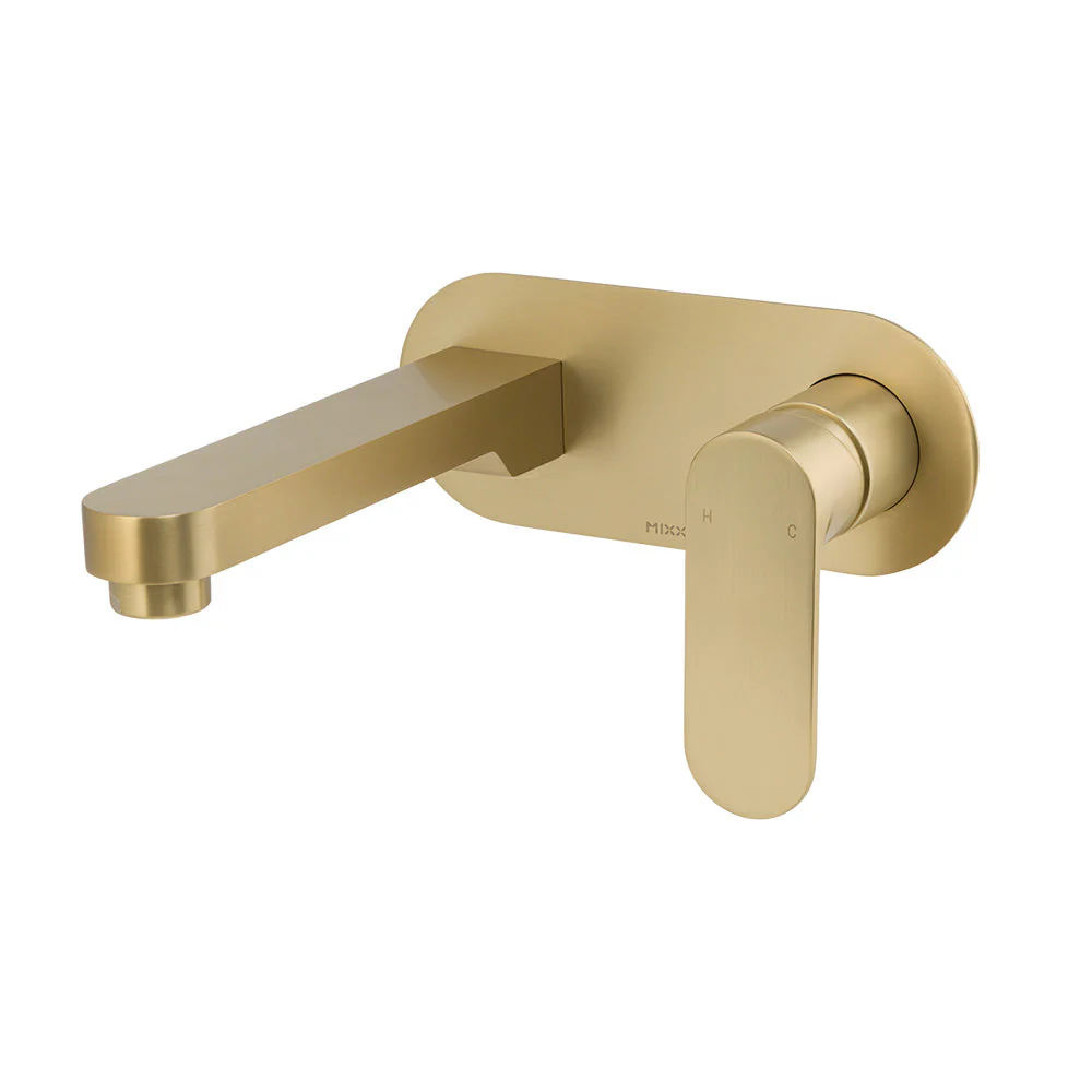Mixx Saffron Wall Plate Mixer - Brushed Gold