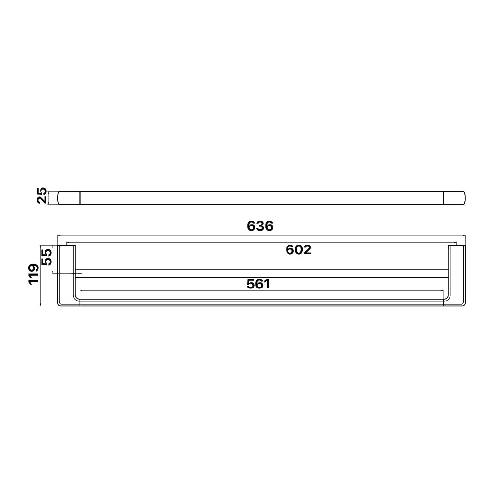 Mixx Sandalwood Double Towel Rail 600mm - Chrome - Image 2