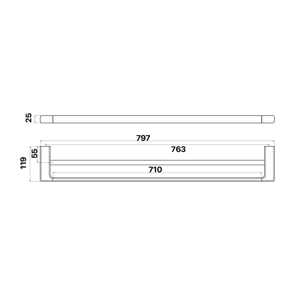 Mixx Sandalwood Double Towel Rail 800mm - Brushed Gold - Image 2