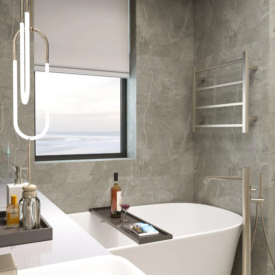 Linsol Spirit 4 Bar Heated Towel Rail - Brushed Nickel - Image 3