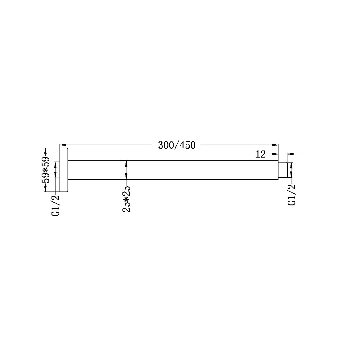 Nero Square Ceiling Arm Length - Black Matte - Image 2