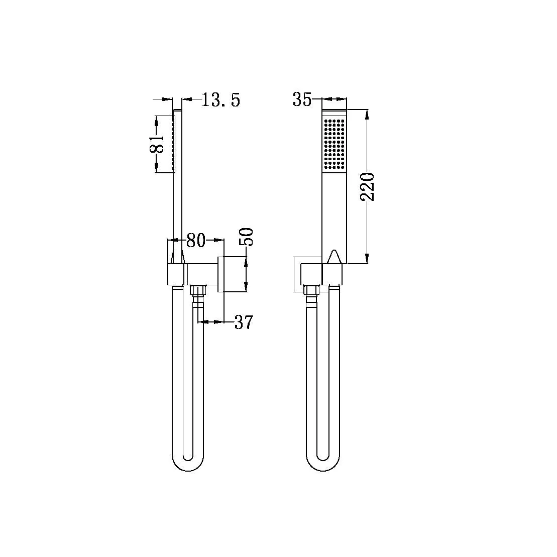 Nero Square Shower On Bracket - Black Matte - Image 2