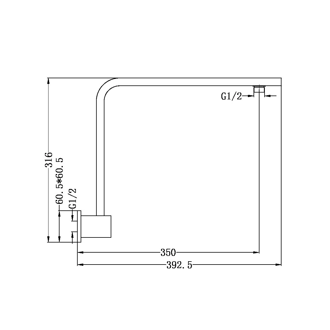 Nero Square Swivel Shower Arm - Black Matte - Image 2