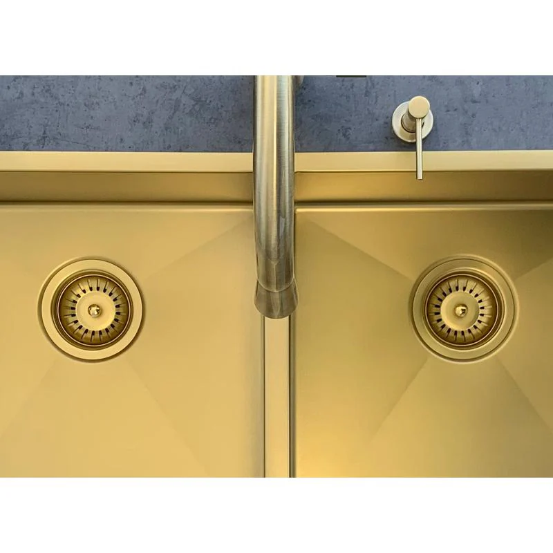 Meir Lavello Kitchen Sink Double Bowl 760 x 440 - Brushed Bronze Gold - Image 2